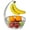 Chrome, variant on Fruit Basket Bowl with Banana Tree Hanger, Chrome Finish