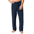 thumbnail image 4 of Hanes Men's Pajamas Cotton X-Temp Long Sleeve Shirt & Pants Knit Pjs Lounge Set - Navy Grid (Large), 4 of 7