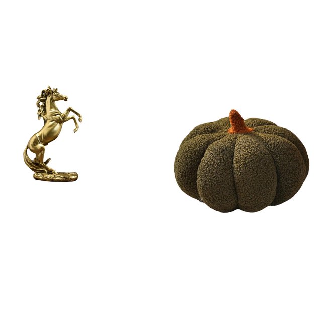 Estatua del caballo,Estatua de caballo de pie hecha a mano de resina de cafetería,Escultura de caballo de pie,estatua decorativa,Almohadas de calabaza de Halloween,Almohadas de calabaza de