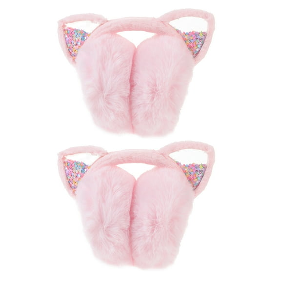 FUEENIRVA Girls Ear Muffs Earmuffs Pink 2Pcs