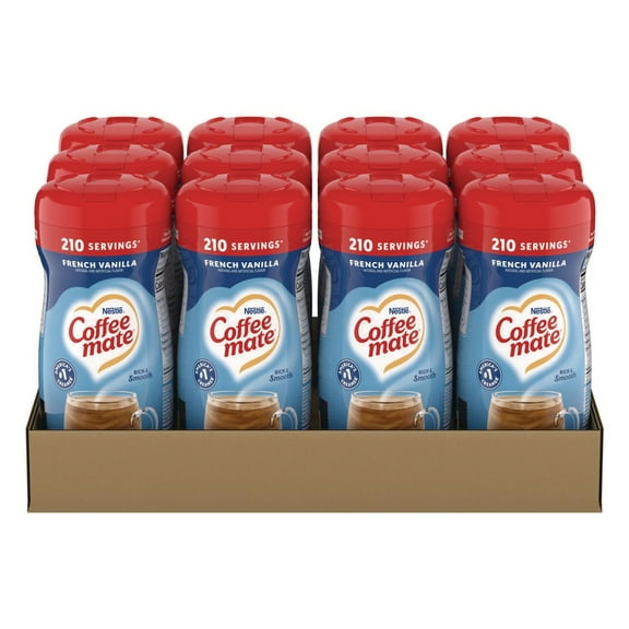 Coffee-mate Non-Dairy Powdered Creamer, French Vanilla, 15 oz Canister, 12/Carton