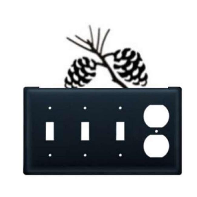 Village Wrought Iron ESSSO-89 Triple Switch & Single Outlet - Pinecone