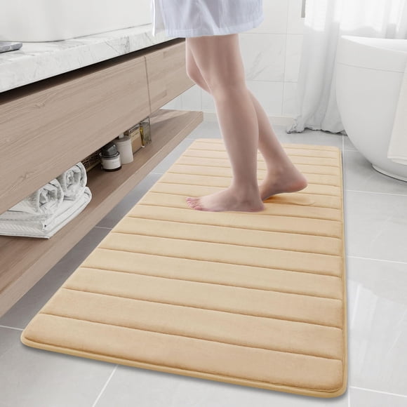 Alfombrilla de baño viscoelástica Buganda Gold, 150 x 60 cm, antideslizante