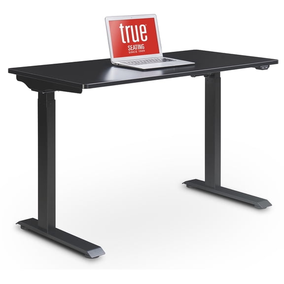 True Seating Ergo Height Adjustable Electric Standing Desk, Black