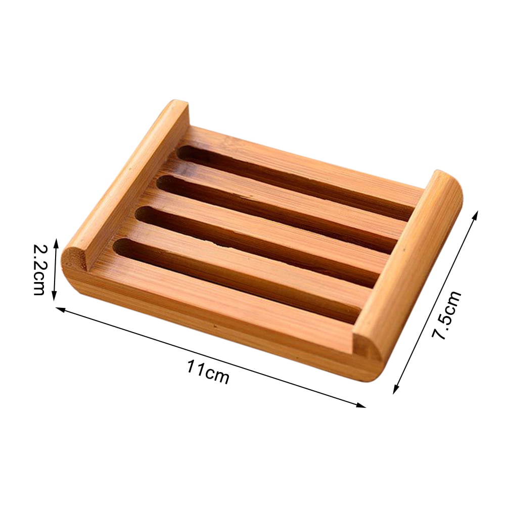 Natural Wood Wooden Soap Dish Storage Tray Holder Bath Shower Plate Bathroom to