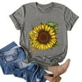 thumbnail image 3 of Tuphregyow Womens Tops Clearance Sunflower Graphic Tee Short Sleeve O-Neck Tunic Tops Y2K Clothing Plus Size T Shirts for Women Basic Pullover Casual Blouse Summer Gray XL, 3 of 6