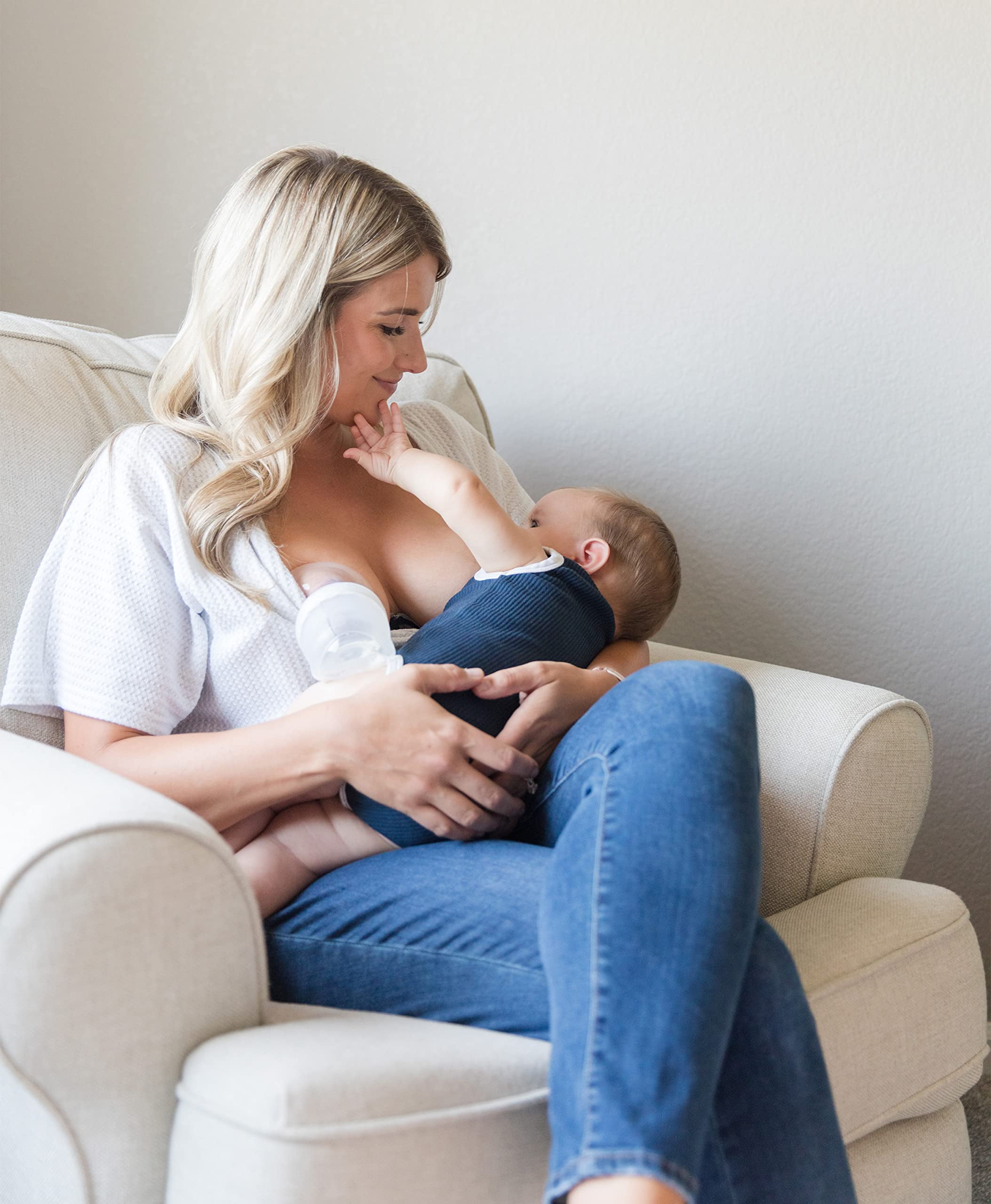 Olababy Manual Breast Pump + Baby Bottle (8oz,Gray) - Breast Milk Catcher + Silicone Bottle & Storage Lid | Breastmilk Collector | Breastfeeding & Newborn Essentials | New Mom Gift for Pregnant Women