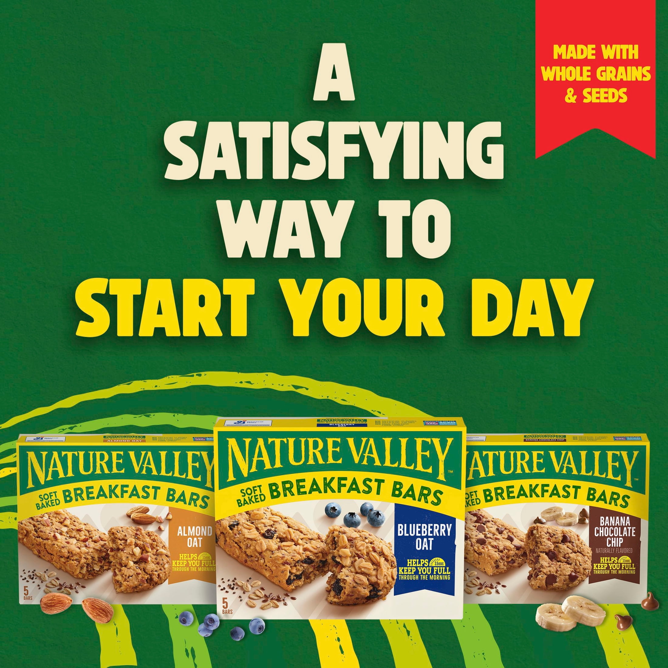 (3 pack) Nature Valley Soft Baked Breakfast Bars, Almond Oat, Morning Snacks, 5 Bars, 8.85 oz