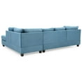 thumbnail image 3 of Passion Furniture PF-G638B-SC 111 in. Malone Suede 4-Seater Sectional Sofa with 2-Throw Pillow, Aqua, 3 of 5