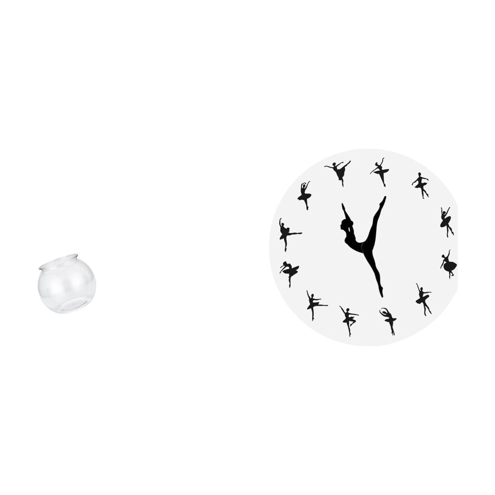 CarpNettore Transparent Ballerina Fish Tank Vase Small Round Aquarium Bowl with Dancing Girl Clock Ornament for Office Home Table Decor Plants