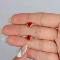 2CT Heart Solitaire Red Garnet Stud Earrings for Women, 14K Yellow Gold Plated 925 Sterling Silver, Push Back Classic Jewelry Gift