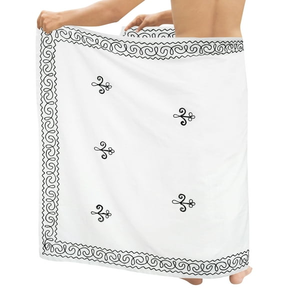 HAPPY BAY Men's Bath Trunk Casual Sarong Long Pareo Beach Wrap One Size Pearl, Turtle Summer Vacation Party