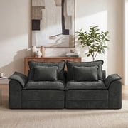Fulsmile 87" Cloud Loveseat Sofa Modular Sectional Memory Foam Arms Couch with Cushions Pillows for Living Room, Bedroom,Apartment(2-Seater,Beige)