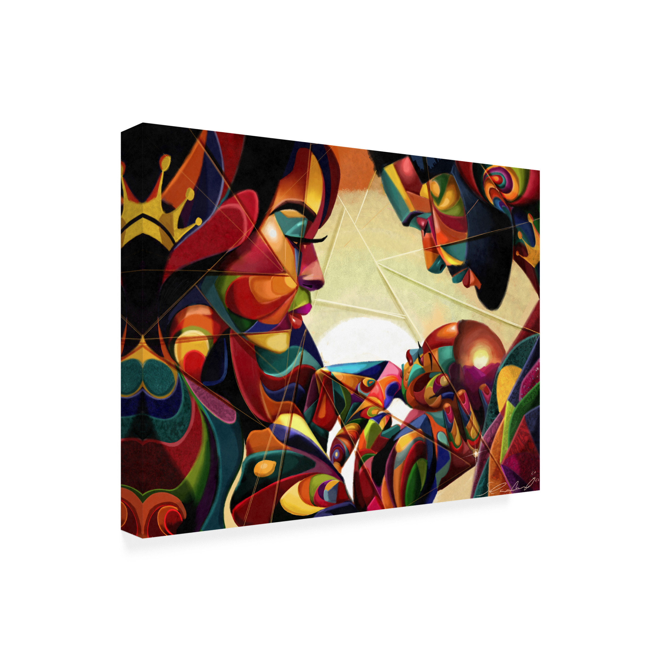 Canvas Wall Art - Salaam Muhammad 'Family Hues' Wall Art for Living Room, Bedroom, or Office Décor by Trademark Fine Art - 47 x 35 Inches