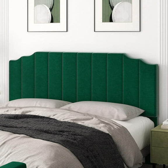 King Size Headboard Only, Velvet Wall Mounted Headboard King/California for Adjustable Bed Modern Upholstered Head Board Easy Assembly, Jade Green