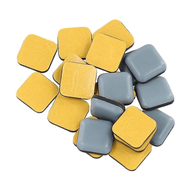 20 deslizadores cuadrados de PTFE autoadhesivos para muebles, ideales para sillas, sofás y como protectores de bases para mesas y muebles.