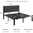 thumbnail image 2 of Queen Size Metal Platform Bed Frame,Fabric Upholstered Button Tufted Headboard& Underbed Storage, No Box Spring Needed, Easy Assembly, Dark Grey, 2 of 7