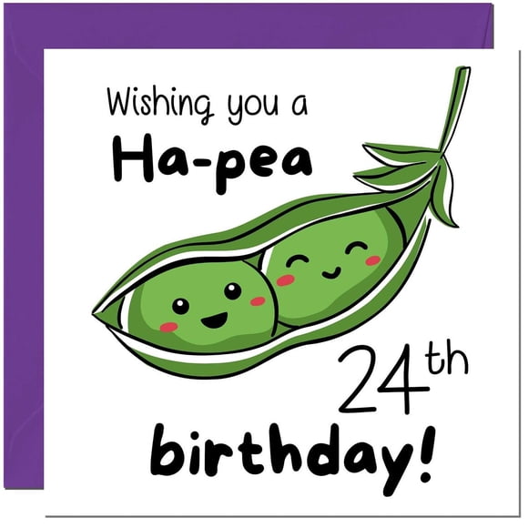 Tarjeta de felicitación de 24 cumpleaños para mujeres y hombres con sobre con zorro morado
