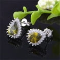 thumbnail image 3 of Uloveido Pear Cut Created Peridot Earrings Women,Fashion Crystal Teardrop Stud Earring Bridesmaid R815 (Light Green), 3 of 7