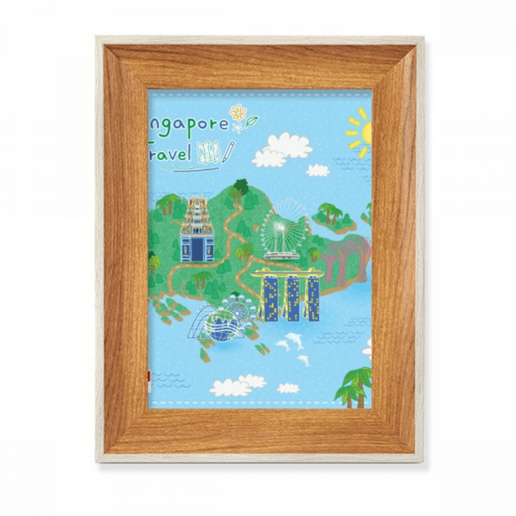 Singapore Travel Map Desktop Wooden Photo Frame Display Picture Art Painting Multiple Sets