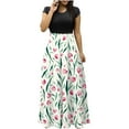 thumbnail image 2 of Empire Waist Dresses for Women 2024 Short Sleeve Crewneck Floral Maxi Long Dress Summer Fashion Casual Sun Boho Dresses, 2 of 4