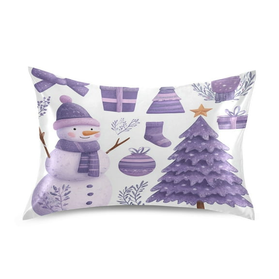 Pillowcase Satin Pillowcase 26x20in Pillow Case Satin Pillow Case Soft and Smooth Purple Christmas Snowman