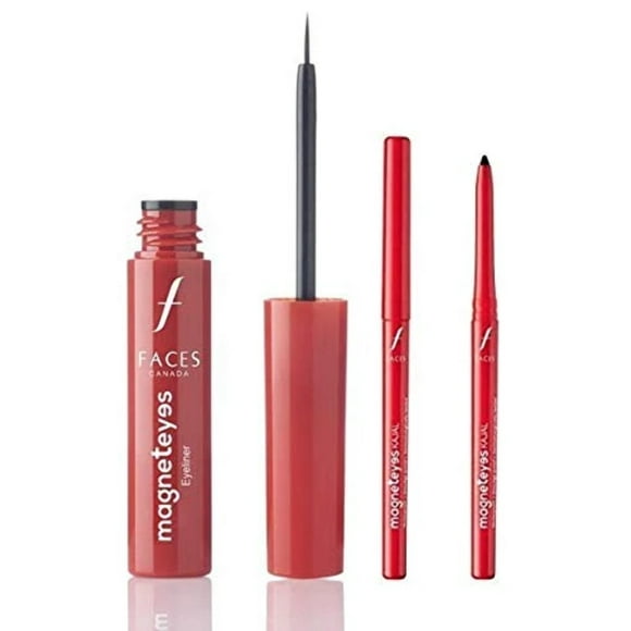 FACES CANADA Magneteyes Eyeliner Black 01 3.5 ml (Black) and Faces Magnet Eyes Kajal, 0.35g
