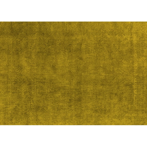 Ahgly Company Machine Washable Indoor Rectangle Oriental Yellow Industrial Area Rugs, 5' x 7'