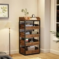 thumbnail image 4 of Tribesigns Wood Fruit and Vegetable Storage Rack, 5-Tier Pull-Out Snack Stand Fruit Basket Stand, Utility Shelf Organizer for Kitchen, Living Room, Bedroom, Rustic Brown, 4 of 7