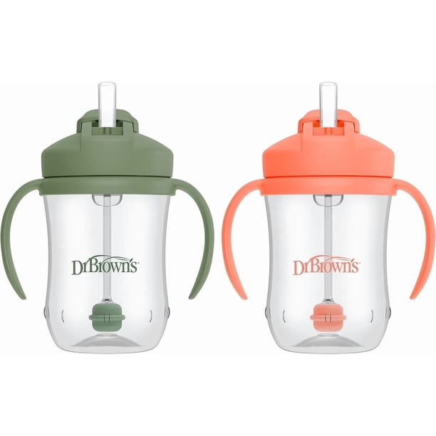 Vaso con popote Dr. Brown's Milestones Baby's First 270 mL 6m+ paquete de 2