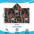 thumbnail image 2 of Red Mushroom Fern Black Pattern Hooded Bath Towel，50"x30" for Ages 3 To 12 Kids, Quick Dry Lightweight Soft Microfiber Hood Beach Towel Cover Up for Kids, 2 of 7