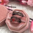 thumbnail image 2 of Hitanshu Jewels Red CZ Trio Ring Set | 14K Black Gold Finish 925 Silver | His and Her Matching Wedding Bands, 2 of 5
