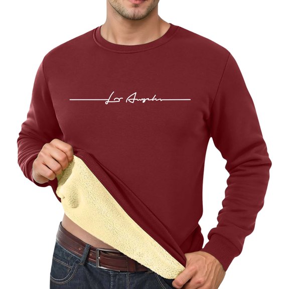 Mens Sweatshirt Warm Brushed Crew Neck Pullover Hoodless Long Sleeve Casual Base Layer