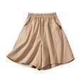 thumbnail image 2 of Xysaqa Shorts for Women Trendy Casual Elastic Waist Pocketed Shorts Cotton Comfy Linen Shorts Womens Summer Beach Lightweight Short Pants M-XXL, 2 of 3