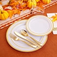 thumbnail image 3 of 125 PCS Thanksgiving Plastic Plates - Fall Plates/Friendsgiving Plates Include 25 Dinner Plates, 25 Salad Plates, 25 Forks, 25 Knives, 25 Spoons for Parties/Thanksgiving, 3 of 17