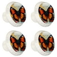 thumbnail image 2 of HemaKayy 4 Pack 1.37" Decorative Cabinet Knobs - Elegant Door Handles for Home Kitchen Furniture Decor | ABS Resin with Glass Finish | Easy Installation | Orange Black Butterfly Marble Texture, 2 of 8