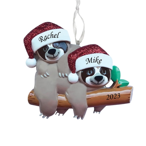 2023 Personalized Ornament Sloth Couple Christmas Tree Ornament Artisanal Customized Decoration Family Ornament - Free Personalization