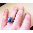 thumbnail image 2 of Lapis Lazuli Mens Ring, Natural Afghani Lapis Lazuli, Silver Jewelry, 925 Silver Ring, Birthday Gift, Heavy Mens Ring, Arabic Design, Ottoman Style Ring, Christmas, Turkey Mens Signet Ring, 2 of 6