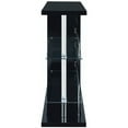 thumbnail image 4 of Benjaza 2-Shelf Rectangular Glass & Chrome Bar Unit with Wine Holder in Black, 4 of 5
