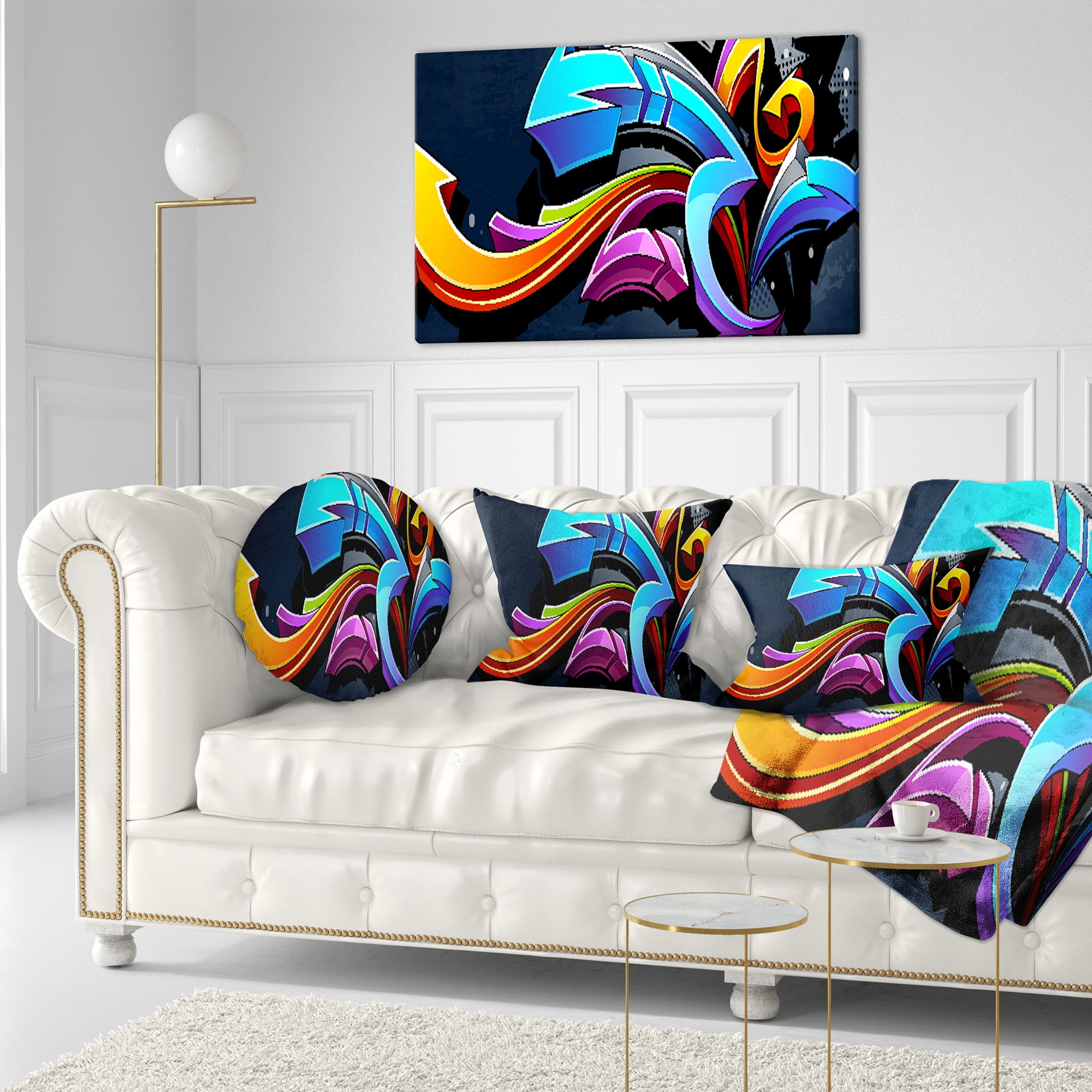 Designart Direction Street Art - Graffiti Throw Pillow - 12x20