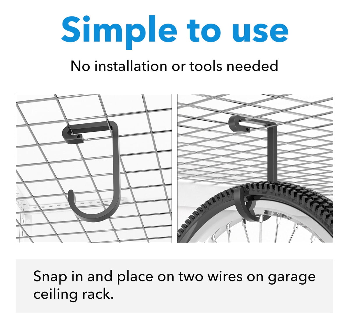 Garage Hook Rack for Bicycles 4 Packs Wall Mount Storage Hanger Heavy Duty Hanging Hooks for Ladders Bikes Hoist Systems Overhead Ceiling Racks