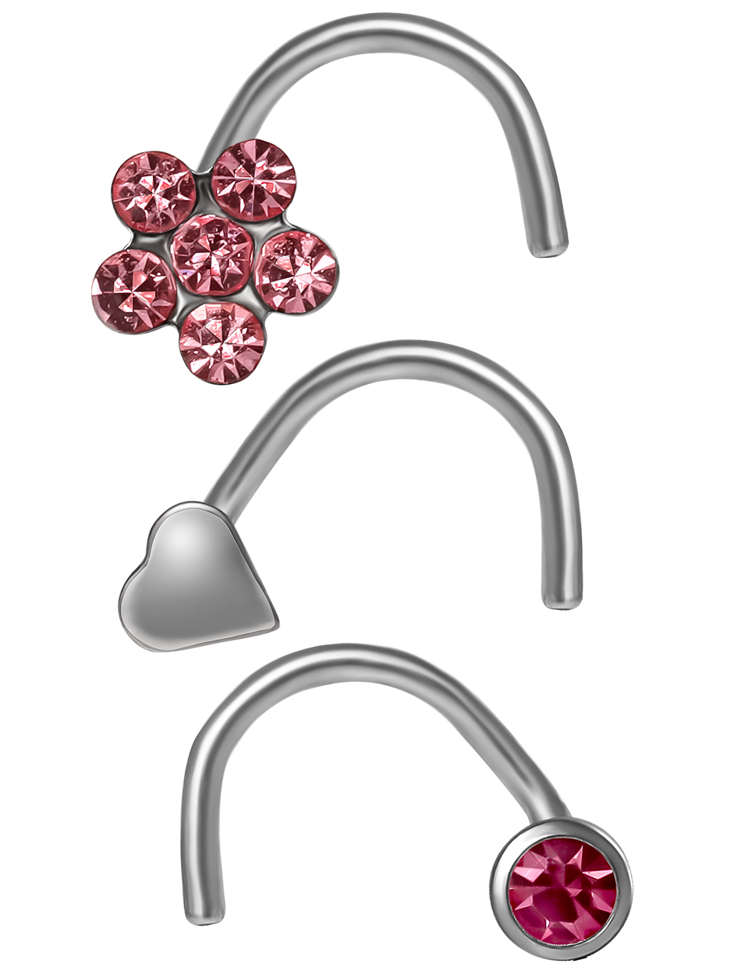 Hot Silver Multicolor Star Bead Tongue Bar Set, Surgical Steel