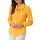 thumbnail image 1 of CAMISA DE MUJER CON BOTONES INSPIRE CHIC, CUELLO PETER PAN, CON LAZO, BLUSA DE COLOR SÓLIDO, TAMAÑO S, AMARILLO BRILLANTE, 1 of 6