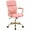 Pink, Brushed Gold Base, variant on PU Leather Office Chair with Arms, Adjustable Height 360° Swivel with Wheels, Mid-Back Upholstered Desk Chair for Home Office, Vanity, or Study (Olive Green)