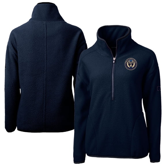 Women's Cutter & Buck Navy Philadelphia Union Cascade Eco Fleece Pullover Jacket