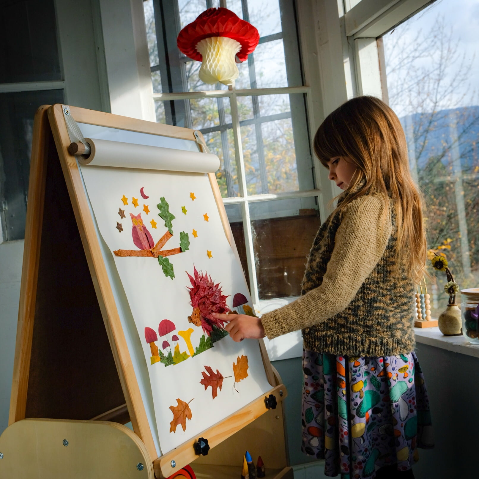 3-in-1 Art Easel for Kids Double-Sided Board Easel with Wheels and Storage Bags Adjustable Height Easel for Toddlers Magnetic Chalkboard & Whiteboard,Grey