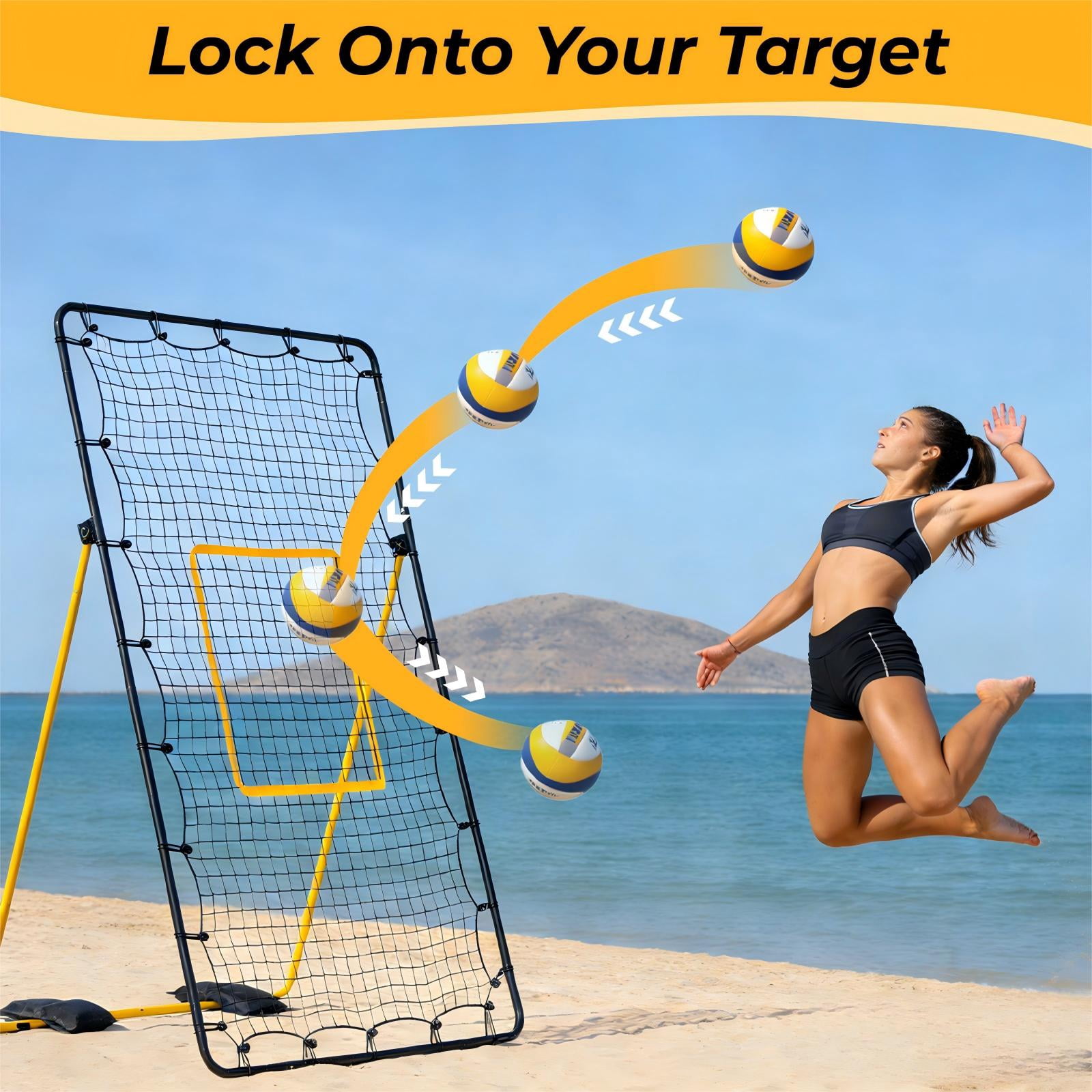 CONCETTA Volleyball Rebounder Net, Adjustable Angle Ball Return Equipment for Indoor Outdoor Use, Durable & Portable with Carry Bag