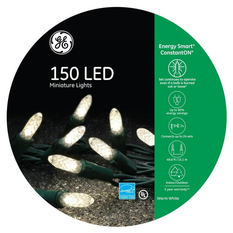 GE Energy Smart 150-Count 49.6-ft Warm White LED Plug-In Christmas String Lights GE Energy Smart 150-Count 49.6-ft Warm White LED Plug-In Christmas String Lights