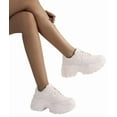 thumbnail image 5 of Berness Women Chunky Platform Sneakers Lace Up Fashion Trainers Thick Sole Casual Walking Light Weight Shoes BLAIR Beige Ivory Off-White 11, 5 of 5
