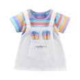 thumbnail image 2 of toraway Robes Mignonnes pour Girls 12-14 Été Blanc Nouvelle Robe Rayée Arc-en-Ciel Manches Courtes Col Rond Mignon Dessin Animé Mode Fille 4-5 Ans, 2 of 4
